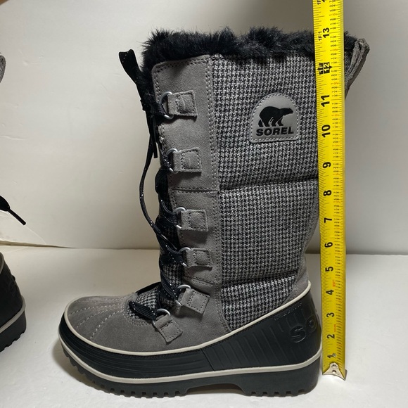 Sorel Joan Of Arctic Gray Black Houndstooth Faux Fur Winter Boots Women’e Sz 9 - Picture 13 of 16